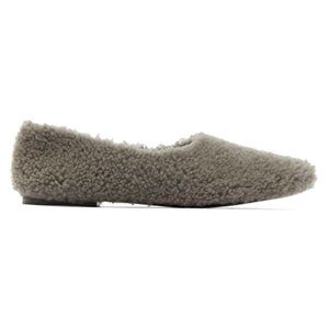 Fur Deluxe Fur Ballerina Grey Shearling Flat Shoes